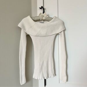 White Armani exchange off the shoulder sweater